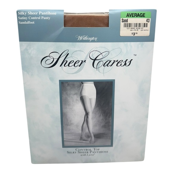 jcpenney Accessories - Vtg JCPenney SHEER CARESS Silky Sheer AVERAGE Sand 43 Control Top PANTYHOSE 20D
